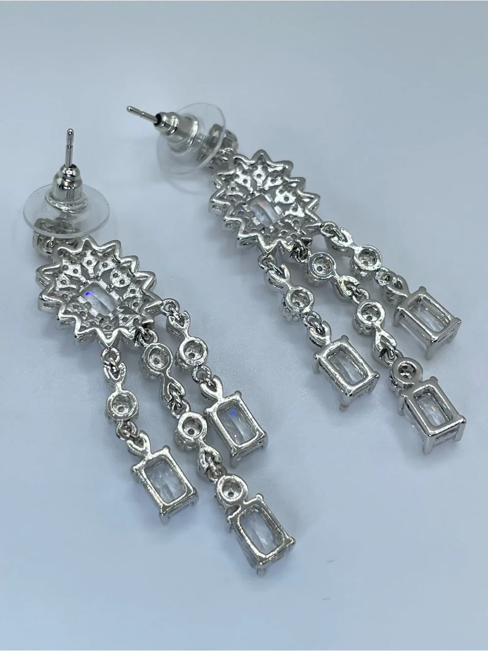 Swarovski Crystal Elements White Crystal Statement Dangle Bridal Earrings Formal